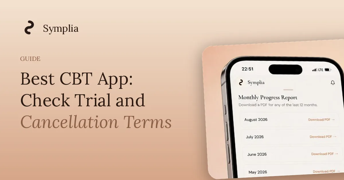 Symplia blog cover: Best CBT App: Check Trial and Cancellation Terms