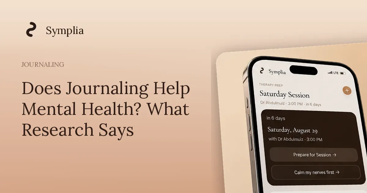 Symplia blog cover: Does Journaling Help Mental Health? What Research Says