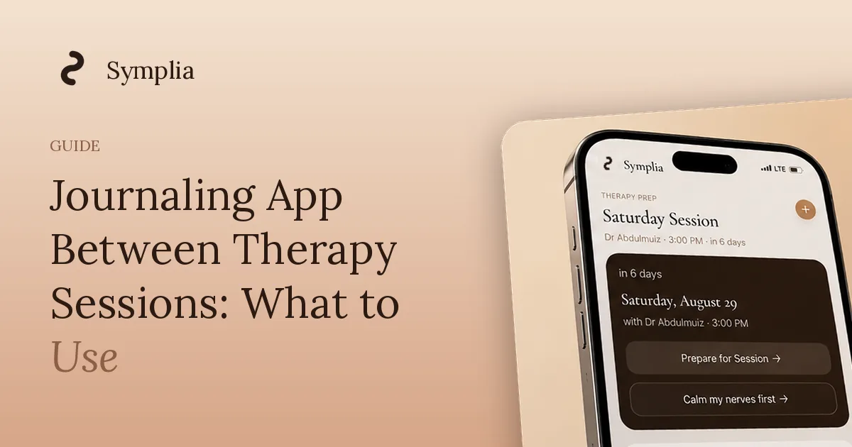 Symplia blog cover: Journaling App Between Therapy Sessions: What to Use